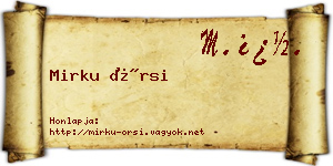 Mirku Örsi névjegykártya